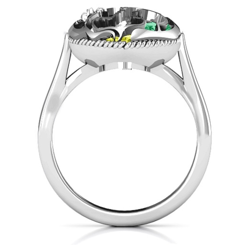 Mother and Child Caged Hearts Ring Side View Mother and Child Caged Hearts Ring side view