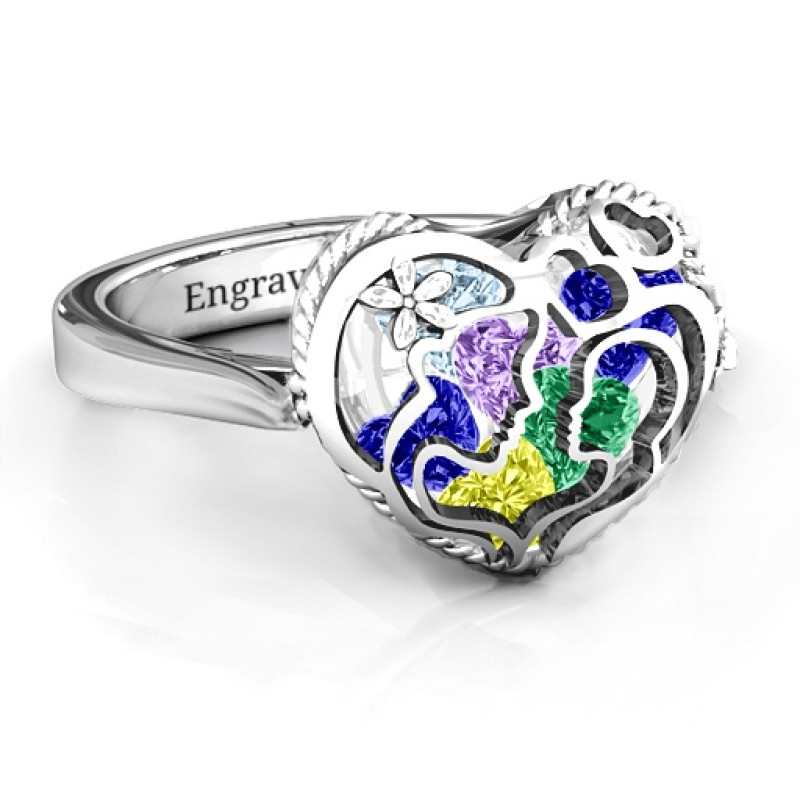 Mother and Child Caged Hearts Ring Alternate View Mother and Child Caged Hearts Ring alternate view