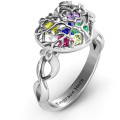 Family Tree Caged Hearts Ring with Infinity Band product view