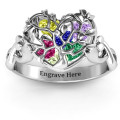 Family Tree Caged Hearts Ring with Infinity Band product view