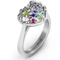 Family Tree Caged Hearts Ring with Ski Tip Band Family Tree Caged Hearts Ring with Ski Tip Band product image