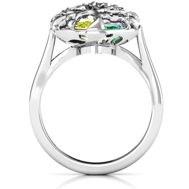 Family Tree Caged Hearts Ring with Ski Tip Band Family Tree Caged Hearts Ring with Ski Tip Band product image