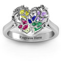 Family Tree Caged Hearts Ring with Ski Tip Band Family Tree Caged Hearts Ring with Ski Tip Band product image