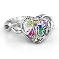 #1 Mom Caged Hearts Ring with Infinity Band product view