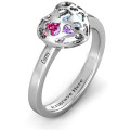Petite Caged Hearts Ring View Petite caged hearts ring with heart cut-out cage
