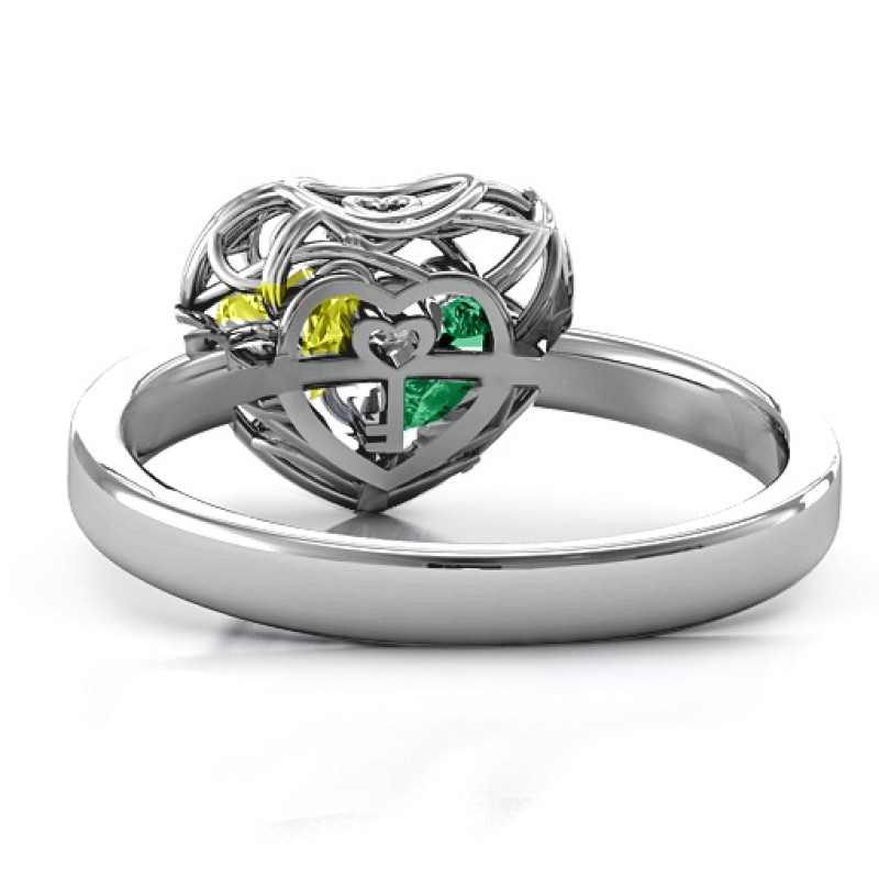 Encased in Love petite caged hearts ring with classic band