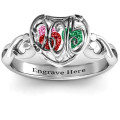 Petite Caged Hearts Ring with Infinity Band alternate view