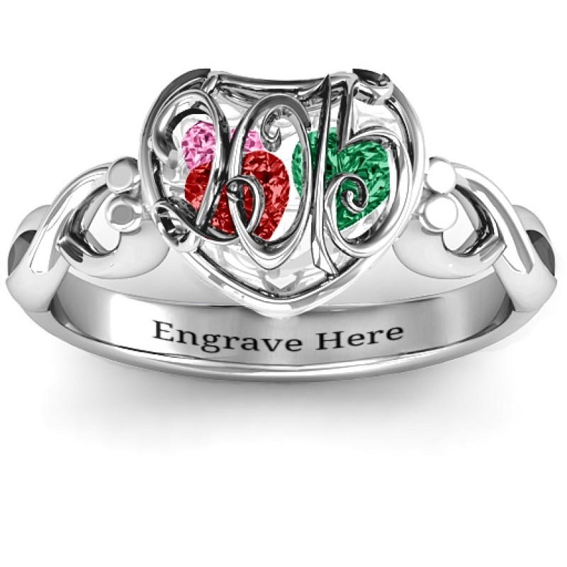 Petite Caged Hearts Ring with Infinity Band alternate view