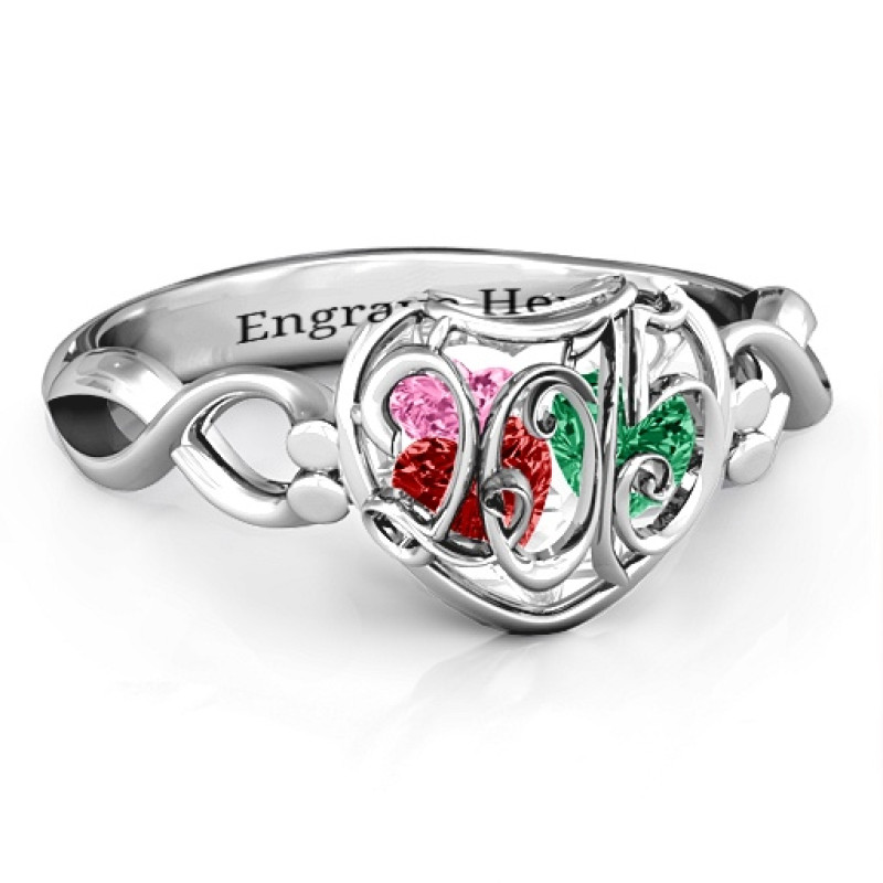 Petite Caged Hearts Ring with Infinity Band product image