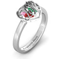 Petite Caged Hearts Ring with Engraved Band Petite caged hearts ring with a classic engraved band