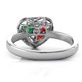 Petite Caged Hearts Ring with Engraved Band Petite caged hearts ring with a classic engraved band