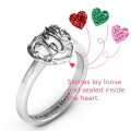 Petite Caged Hearts Ring with Engraved Band Petite caged hearts ring with a classic engraved band