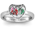 Petite Caged Hearts Ring with Engraved Band Petite caged hearts ring with a classic engraved band