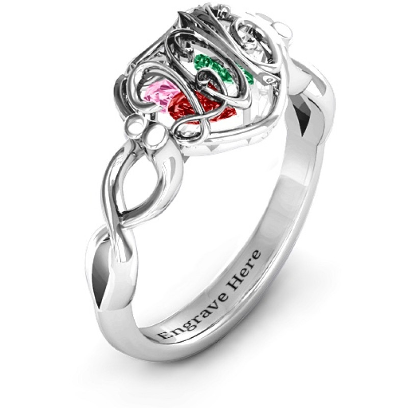 Petite Caged Hearts Ring with Infinity Band Petite caged hearts ring with an infinity band
