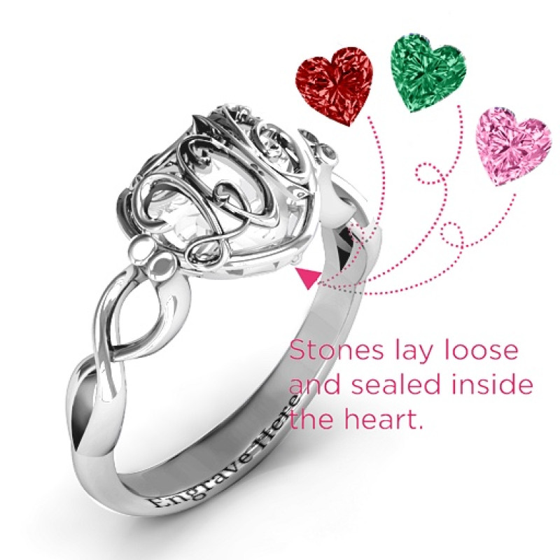 Petite Caged Hearts Ring with Infinity Band Petite caged hearts ring with an infinity band