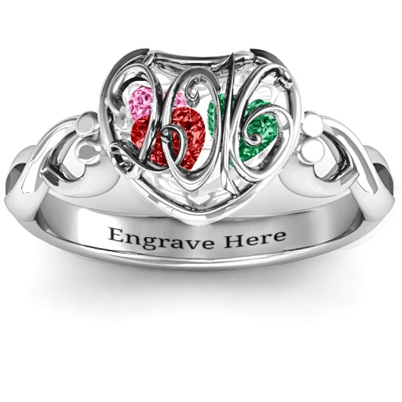 Petite Caged Hearts Ring with Infinity Band Petite caged hearts ring with an infinity band