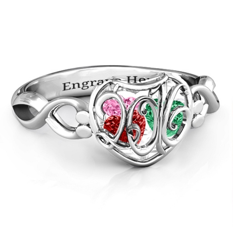 Petite Caged Hearts Ring with Infinity Band Petite caged hearts ring with an infinity band