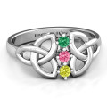 Sláine Celtic Knot Ring stone settings Sláine Celtic Knot Ring with three round stone settings