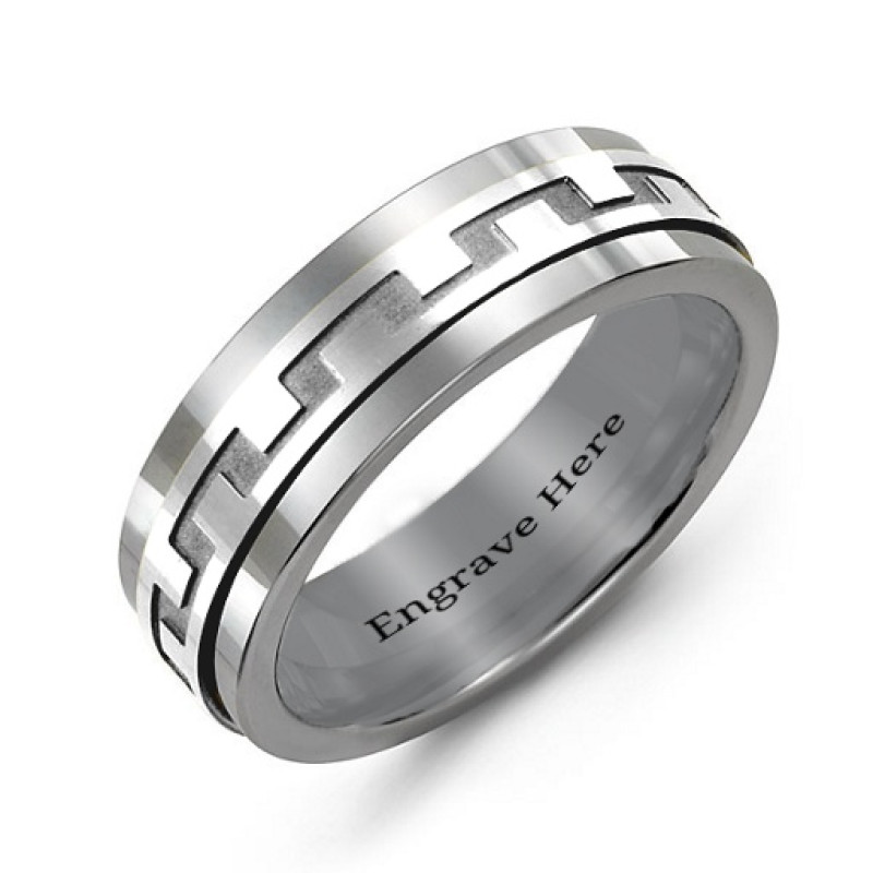 Men's detailed modern tungsten band ring