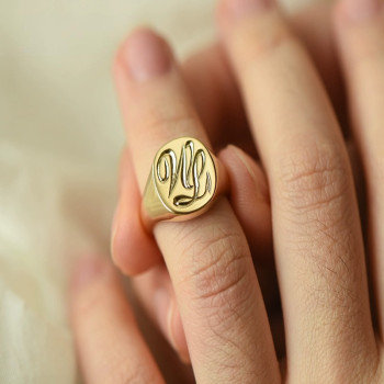 Initial Signet Ring - 18ct Gold Plated Initial Signet Ring - 18ct Gold Plated