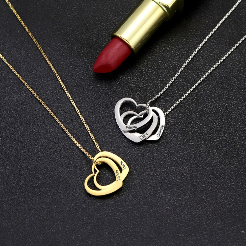 Personalised Always in My Heart interlocking heart necklace