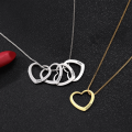 Personalised interlocking heart necklace detail view