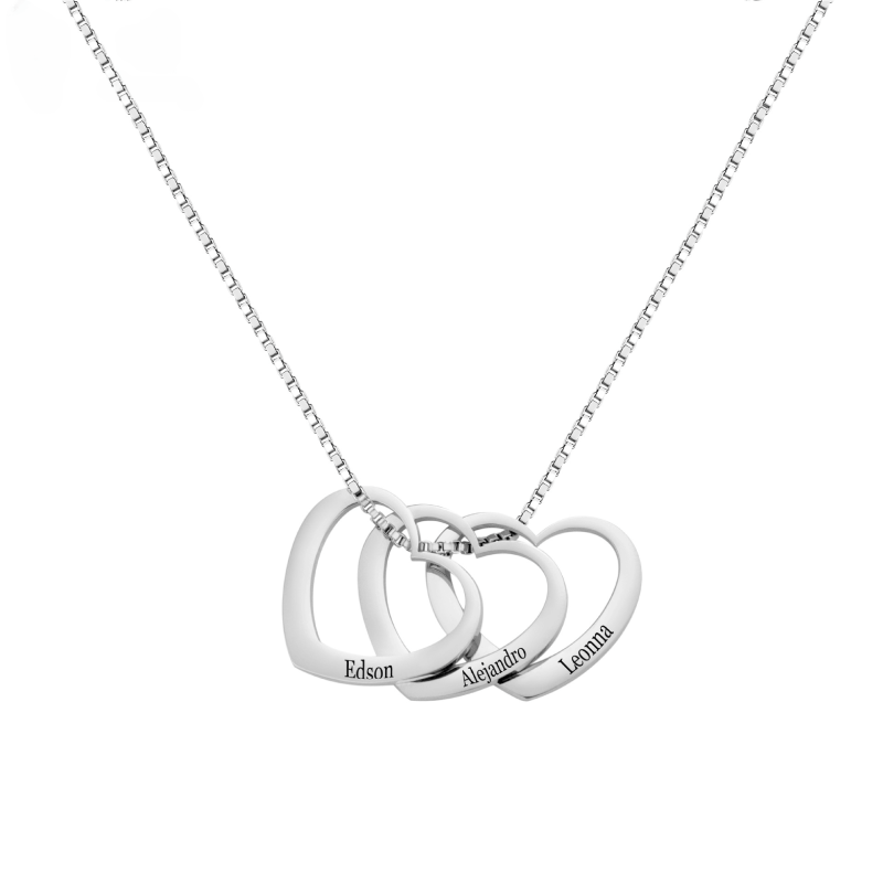 Engraved interlocking heart necklace view