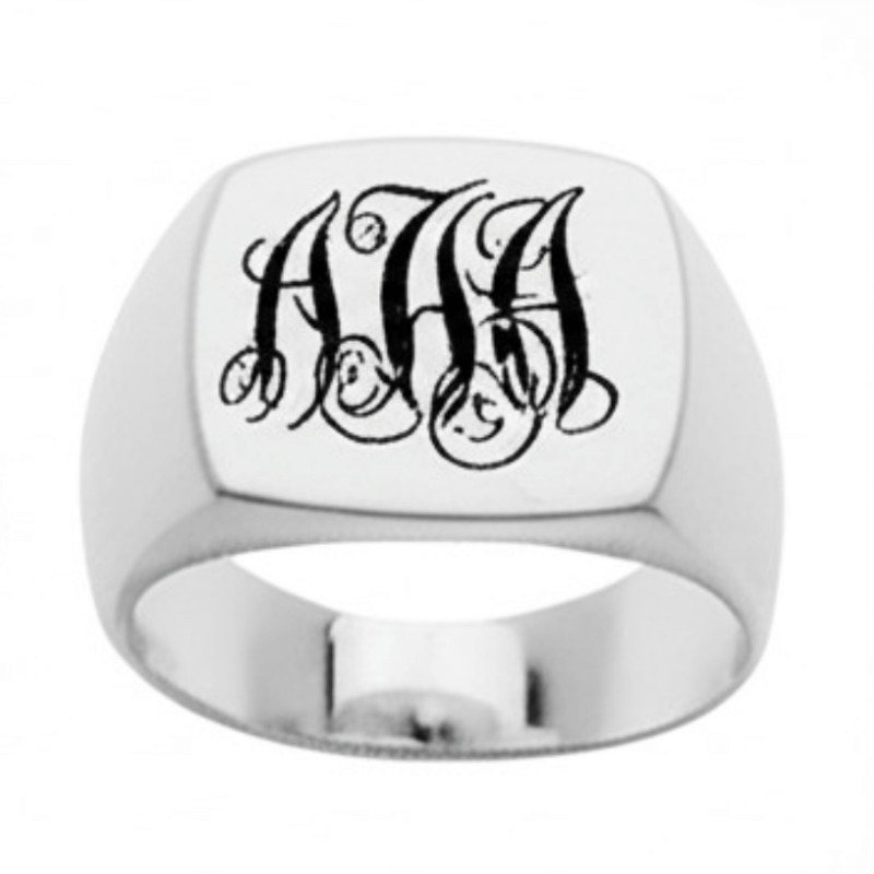 Personalised Sterling Silver Monogram Signet Ring Personalised sterling silver monogram signet ring