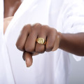 Engraved Monogram Signet Ring Signet ring in gold plating with engraved monogram