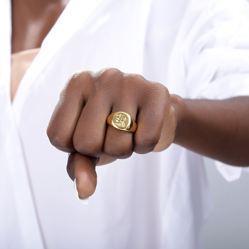 Engraved Monogram Signet Ring Signet ring in gold plating with engraved monogram