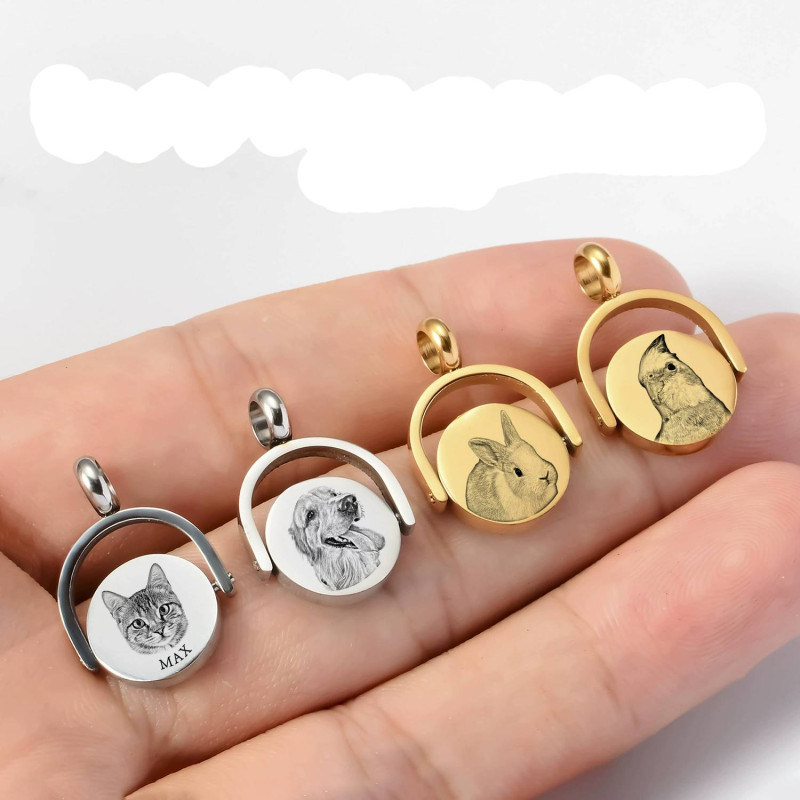 Personalized pet spinning necklace with a custom rotating pendant