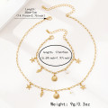 Gold Tone Shell & Starfish Jewellery Set | Beach Choker Necklace & Bracelet for Women | Summer Holiday Vacation Jewelry | Nautical Ocean Charm Set | Dainty Gifts for Her