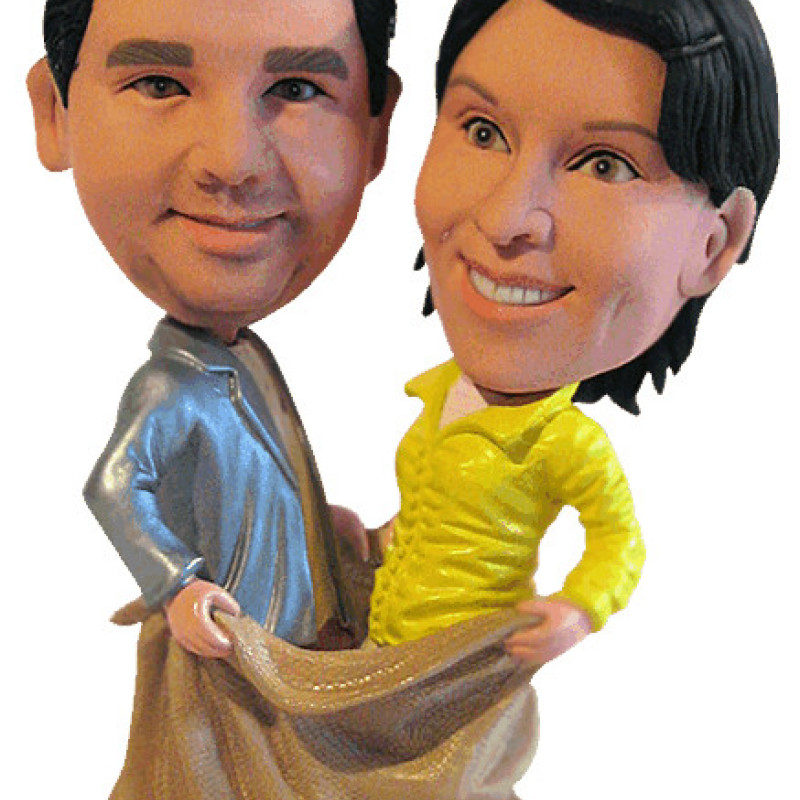 Sack Background Couple Figurine Couple figurine with sack background