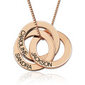 Three interlocking Russian ring necklace with hand-stamped wording
