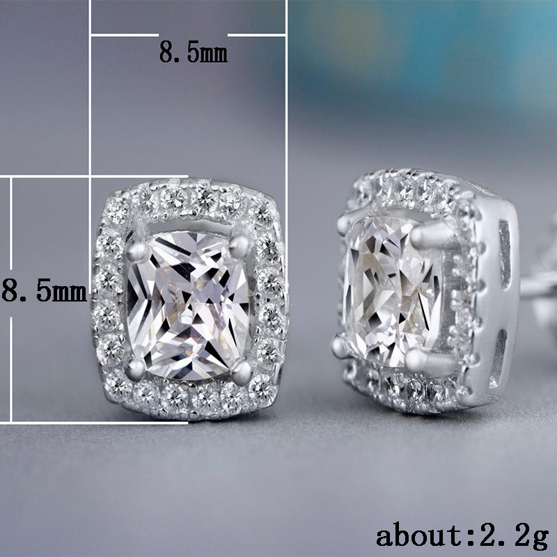 6mm Cubic Zirconia Halo Stud Earrings Round-square cubic zirconia halo stud earrings in a 6 mm design