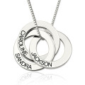 Three interlocking Russian ring necklace with hand-stamped wording