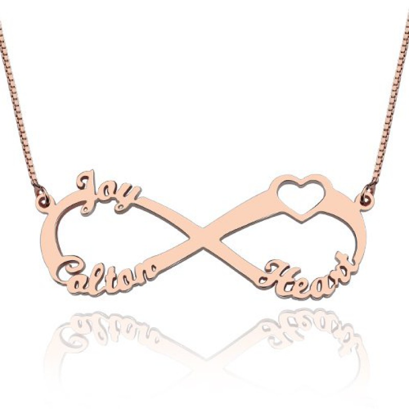 Personalised heart infinity necklace product image