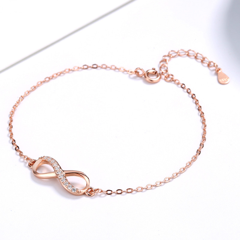 Personalised infinity bracelet with a single accent stone row