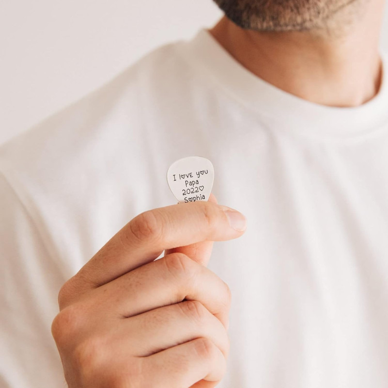 925 Sterling Silver Bespoke Fingerprint Guitar Pick Bespoke fingerprint guitar pick pendant with two-sided engraving