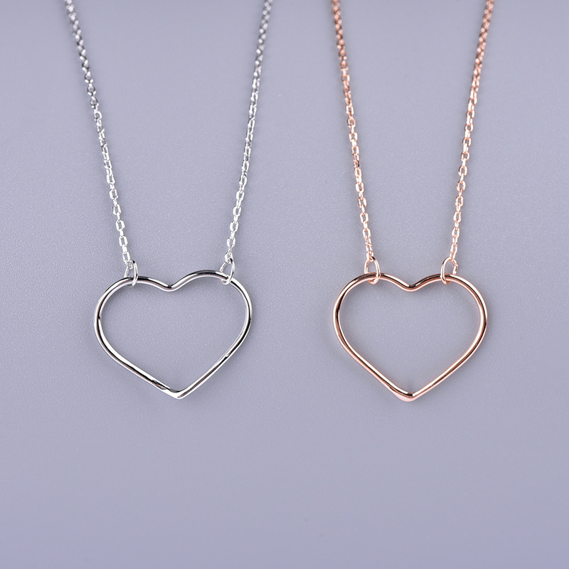 Sterling silver heart necklace with rolo chain