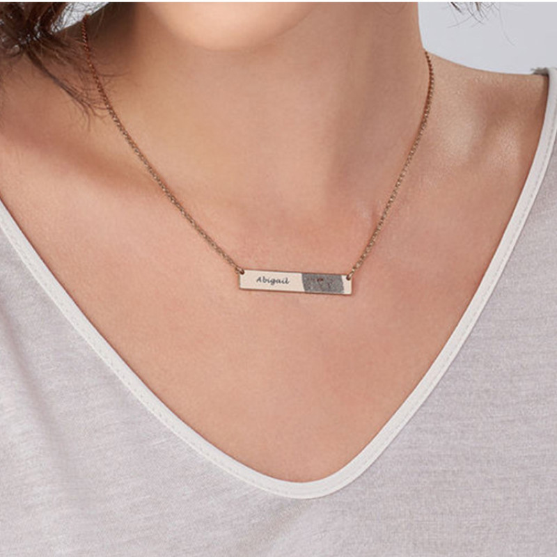 Personalised Fingerprint Bar Necklace Personalised fingerprint and name bar necklace in sterling silver