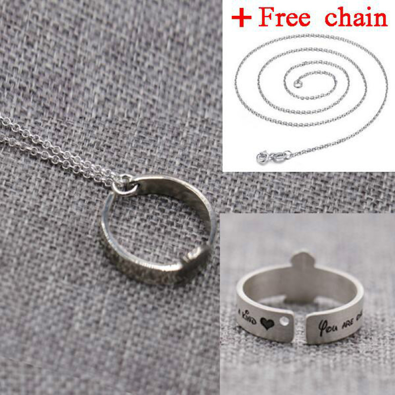 Personalized pet photo engraved sterling silver ring with chain