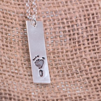 Personalized Custom Finger Print Sterling Silver Charm Necklace Personalized Custom Finger Print Sterling Silver Charm Necklace