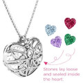 Celtic Trinity Knot cage heart pendant necklace with heart-cut stones