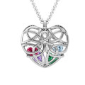 Celtic Trinity Knot cage heart pendant necklace with heart-cut stones