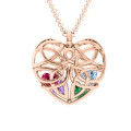 Celtic Trinity Knot cage heart pendant necklace with heart-cut stones