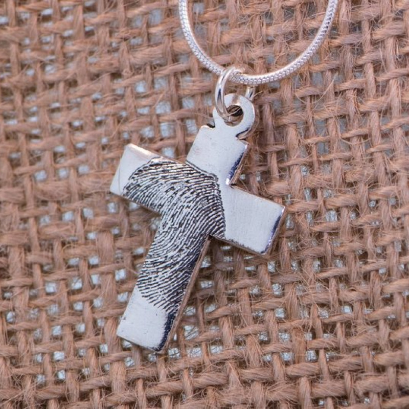 Personalized Fingerprint Sterling Silver Charm Necklace Personalized fingerprint sterling silver charm necklace
