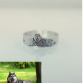 Personalized pet photo engraved sterling silver ring with chain