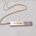 Sterling silver fingerprint bar necklace with signature engraving