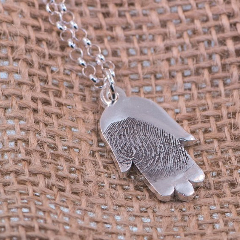 Personalized Fingerprint Sterling Silver Charm Necklace Personalized fingerprint sterling silver charm necklace